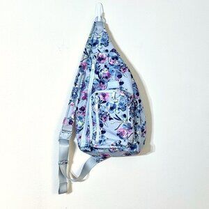Vera Bradley ReActive Sling Backpack Fresh Cut Bouquet Canvas Garden Blue Floral
